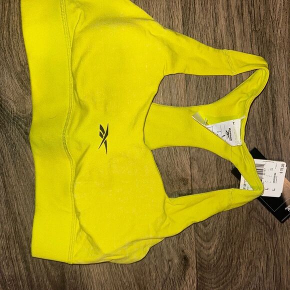 Reebok Yellow Compression Sports Bra Racerback Design - Picture 4 of 4